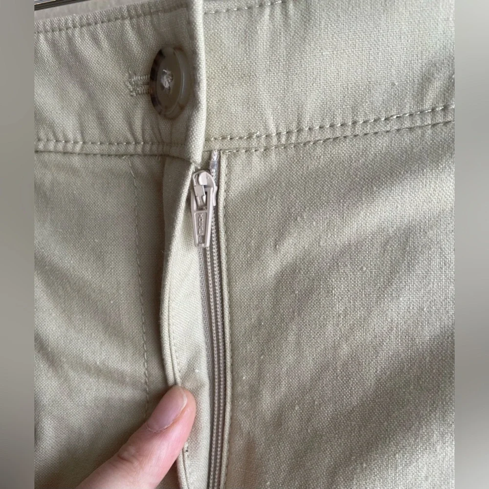 New J.Crew Women Cotton Linen Chino Tan Pants Size 4 Straight